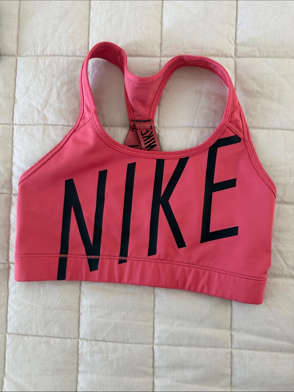 Nike Coral Pink Racerback Swim Sports Top with Black Logo